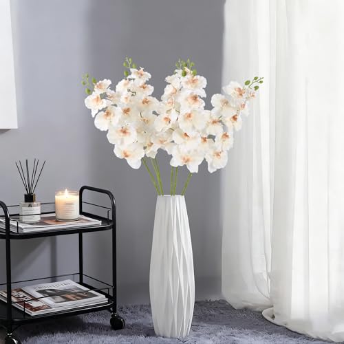 6PCS Champagne Orchids Artificial Flowers 36" Artificial Silk Phalaenopsis Flowers Faux Orchid Stems for Wedding Party Office Home Décor (Champagne) - color: Champagne