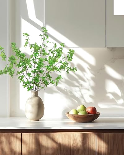 DuHouse 4Pcs Artificial Fake Greenery Stems 31" Faux Branches Fake Plants for Vase Filler Home Decor Table Centerpieces Garden Decoration(Green) - color: Green