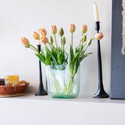Artificial Tulips Flowers,Soft Touch Latex Bouquet, Fake Tulips,Spring Wedding Home Room Table Centerpiece Decor - color: 15pcs Champagne Set(no Vase)