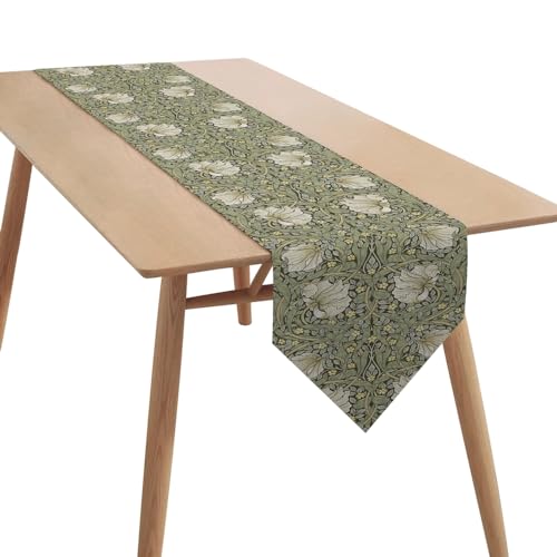 William Morris Vintage Floral Table Runner,Botanical Sage Green Yellow Rectangular Runner,Vintage Chic Table Runner for Holiday Party,Wedding and Indoor Outdoor Dining Table Decor,13"x72" - color: Vintage Flowers Runner-2