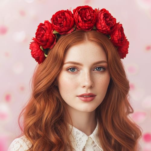 Thiccywoov 200 Pcs Flowers Long Stem Artificial Rose Bulk, 3.2 Inches Silk Rose Head Flowers Faux for Wedding Bridal Bouquet Independence Day Home Floral DIY Centerpieces Party Decoration(Red) - color: Red