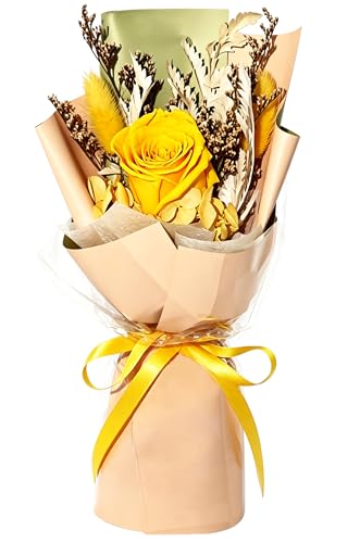 Preserved Flowers Bouquet,Flowers For Delivery,Yellow Rose Bouquets,Birthday Flowers Gifts For Women Mom Grandma Wife Friends,Real Roses Gift From Daughter Valentine’S Day Mothers Day Anniversary - color: Yellow, size: Rose Bouquet