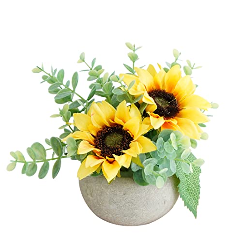 Rose in Pot Decor Potted Artificial Flowers Mini Plants Faux Flowers Indoor Small Decor Fake Roses for Home, Bathroom, Kitchen, Offices, Wedding Party Centerpieces (Yellow) - color: Yellow