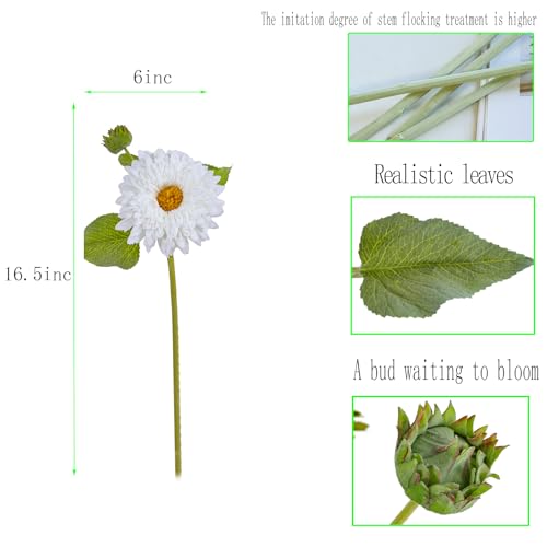 Kimura's Cabin 5Pcs White Sunflowers Artificial Flowers with Long Stems Fake Large Sunflowers Silk Faux Bouquet for Wedding Floral Arrangements Home Garden Birthday Party Indoor Decor(White) - color: White