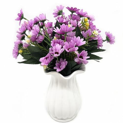 Artificial Daisy Silk Realistic Wildflowers Bouquet, Fake Flowers Daisies Bunches Plants for Outdoors decoration Indoor Vase Fill Table Centerpieces Arrangements Wedding Garden Décor Fuchsia 4 Pack - color: Daisy - Fuchsia - 4 Bundles