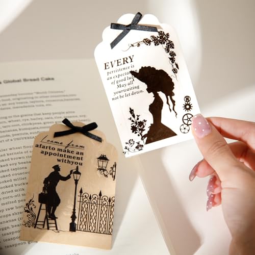Vintage Silhouette PET Tape Set with Clip, Pre-Cut Shadow Collage Rolls for Scrapbook Journal Planner Water Bottle Phone Case Notebook Décor - color: Shimmer Silhouette