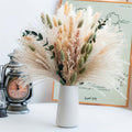 Spring White Dried Flower Bouquet with Pampas Grass – Soft Neutral Floral Arrangement for Home, Wedding Tables and Events 17 Inch (Pure White) - color: Pure White