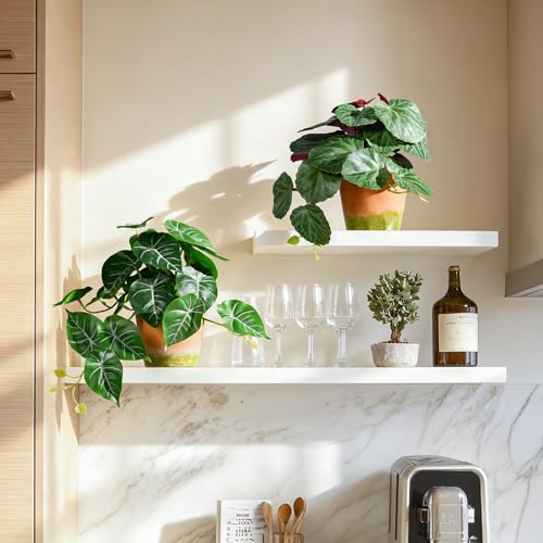2Pack Fake Pothos Artificial Pothos Plants in Pot Realistic Small Plants Artificial Decor Indoor Decor for Shelf Desk Home Bathroom Farmhouse Room Coffee Table (Green-Type 1) - color: Green-type 1