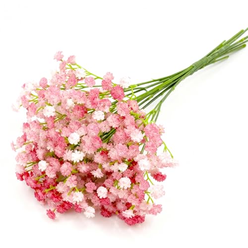 6 Pcs Babys Breath Artificial Flowers, Fake Babys Breath Flowers for Wedding Floral Arrangement Party Decor, Pink - color: Pink
