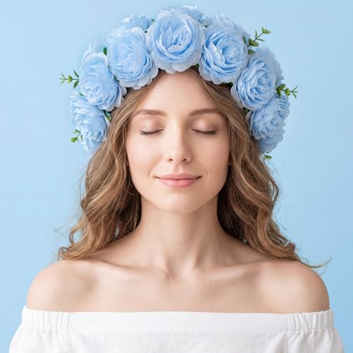 Thiccywoov 200 Pcs Flowers Long Stem Artificial Rose Bulk, 3.2 Inches Silk Rose Head Flowers Faux for Wedding Bridal Bouquet Independence Day Home Floral DIY Centerpieces Party Decoration (Light Blue) - color: Light Blue