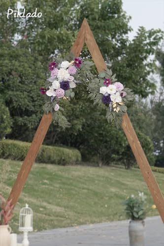 Faux Flower Swag Set of 2 for Wedding Welcome Signs Floral Swag Wedding Reception Ceremony Signs Decor (Lavender & Cream) - color: Lavender & Cream