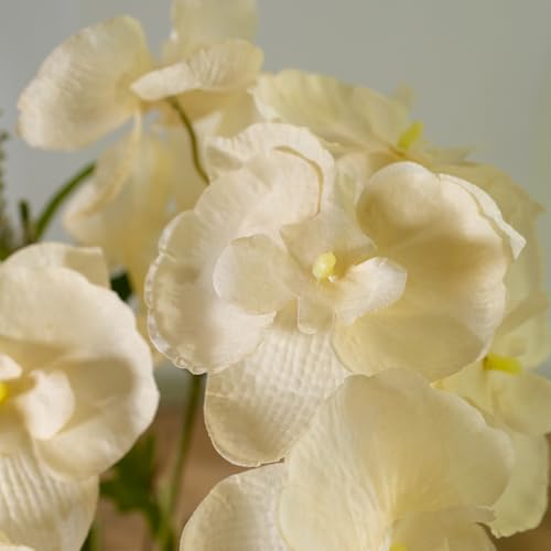 LESING Fake Orchids Flowers Arrangement in Pot,Faux Silk Orchid Artificial Flower Plant with Ceramic Vase for Table Home Decor (White Vase,White) - color: White Vase,white