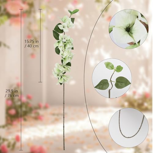 Faux Bougainvillea 8 PCS Realistic Artificial Bougainvillea Silk Flowers Long Stem Flowers for Tall Vase Home Wedding Centerepieces Decor (Green) - color: Green