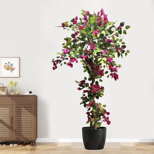 Artificial Bougainvillea Tree 5.6ft, 2 Pack Fake Bougainvillea Plant Potted Faux Tropical Tree for Home Indoor Outdoor Decor, Office, Patio, or Living Room Decoration - size: Bougainvillea 2pack