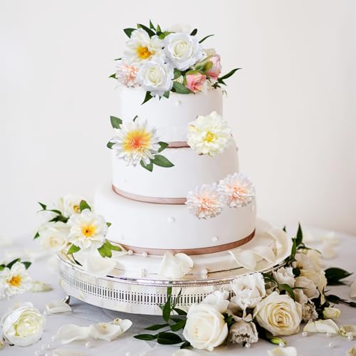 Artificial Flowers Bouquets Box Set, Artificial Rose for DIY Bridal Wedding Decorations Fake Roses Floral Arrangement for Table Centerpieces Baby Shower Home Decorations (White)