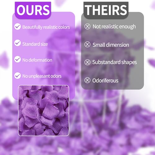 3300 PCS Artificial Fake Rose Petals,Flower Petals,Romantic Nightfor Her/Him Set,Wedding, Engagement, Party, in Bulk Flower Decorations（Purple） - color: Purple, size: 3300Pcs