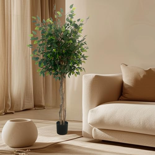 XBrand 63-Inch Artificial Ficus Tree - color: Ficus Tree, size: 5in