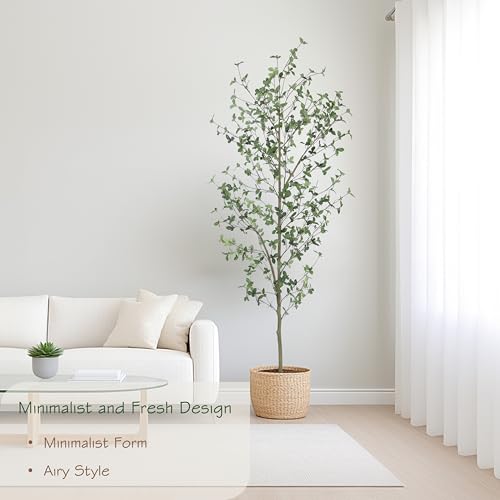Bellacat 7ft Artificial Quince Leaf Tree with Realistic Trunks, 84in Faux Quince Leaf Tree with Lifelike Leaves for Garden, Home, Living Room Decor - style: 7ft Quince Leaf Tree