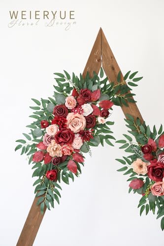 Artificial Wedding Arch Flowers Kit(Pack of 2) for Wedding Arch, Bridal Shower, Ceremony and Reception Backdrop Decoration (Cream red) - color: Cream Red