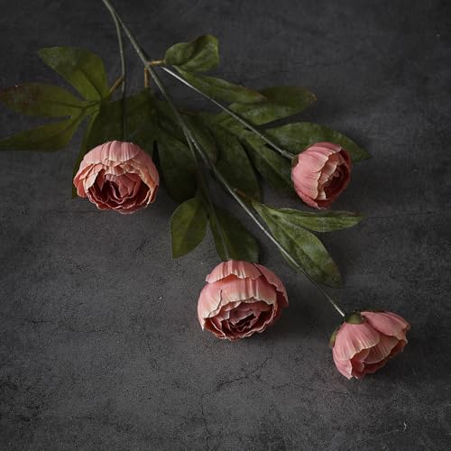 VIERENA 6 Pcs Faux Silk Peony Artificial Flowers for Vase -27", Bulk Fake Peonies Branches with Stems for DIY Bouquet Centerpieces Wedding Fillers Arrangements Shower Decorations (Dusty Pink) - color: Dusty Pink