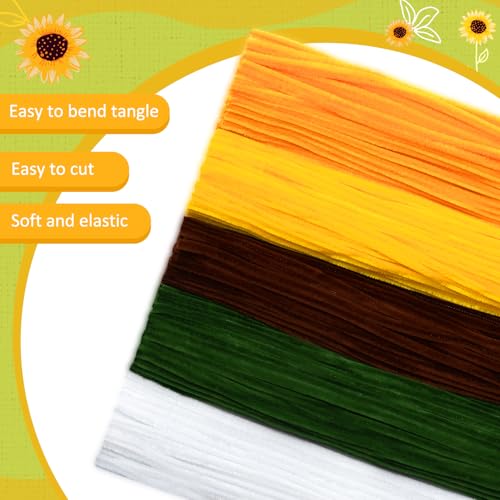 Peryiter 371 Pcs Pipe Cleaners Flowers Kit, Pipe Cleaners Chenille Stems Bulk with Floral Wire Gardening Tape Stamen, Fluffy Limpiapipas para Flores for DIY Mother's Day Decor(Orange) - color: Orange