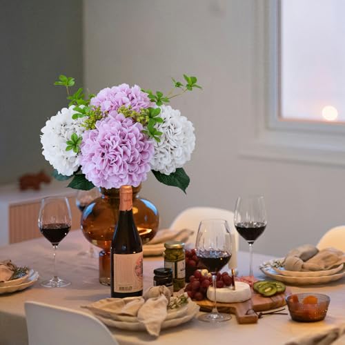 ZYTUYO 3PCS Soft Pink Hydrangea Artificial Flowers 20" Large Fake Latex Real Touch Hydrangeas Flowers with Stems Faux Silk Bouquet for Indoor Home Decor Table Wedding Party Floral Outdoor Centerpieces - color: Soft Pink