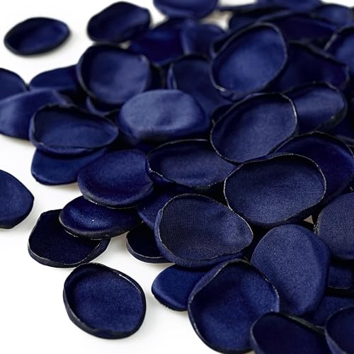 TINGE TIME 200pcs Silk Rose Petals Navy Blue Flower Petals for Wedding, Flower Girl Basket, Aisle Runner, Romantic Dinner Centerpieces, Proposal, Party Confetti - color: Navyblue