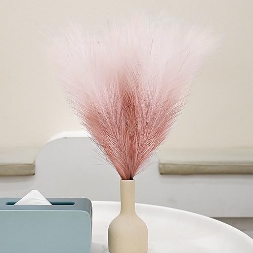 6 PCS Faux Pampas Grass Arrangement - 18"/45cm Artificial Fluffy Pompous Grass Stems for Boho Chic Home and Wedding Decor (Pink Gradient) - color: D5- Pink Gradient
