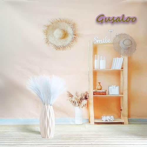 Artificial Faux Pampas Grass 8 Pcs Fake Artificial Adjustable Pampas Grass Variable Length Tall Fluffy Stems Table Vase Filler Centerpiece for Living Room Kitchen Decor Boho Decor Wedding -White - color: White