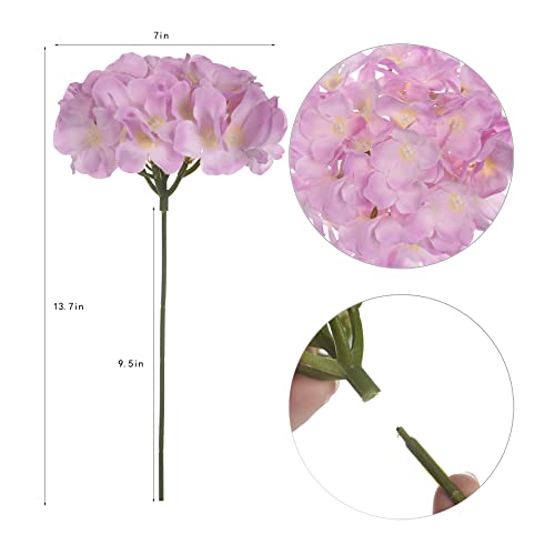 10PCS Artificial Hydrangea Flowers, Fake Hydrangea Silk Flowers Heads with Stems for Wedding Home Party Shop Baby Shower Decoration-Pink - color: New-pink