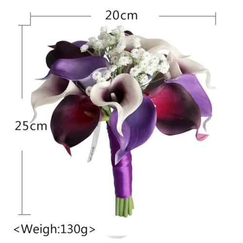 Wedding Bouquets for Bridesmaid Artificial Calla Lily Flowers Bouquets Bride Small Bouquets for Wedding Ceremony Anniversary Home Decoration Purple Small Bouquets - color: Purple Small Bouquets
