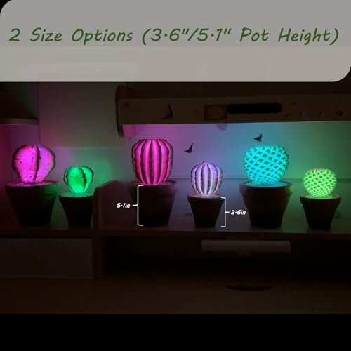 bellacat Fake Succulents with Warm White & Color Changing Lights, 9.3in Lifelike Artificial Succulent Plants, Faux Succulents Light Up Plants for Desk Shelf Living Room Bedroom Decor, Set of 3 Shape - color: Succulent D-5.1in Pot
