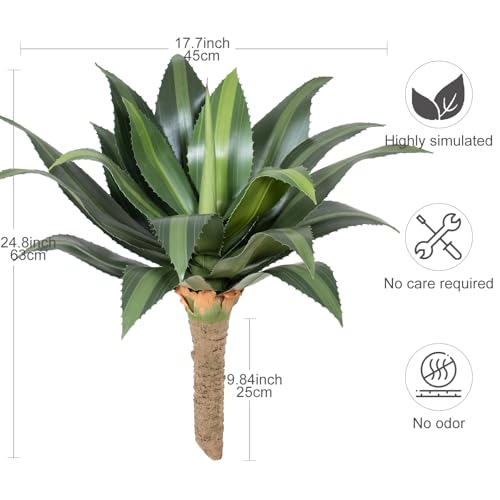 24.8 inch Artificial Agave Outdoor Set Spiky Edged Agave Artificial Plants Suitable for Indoor Home Decor Realistic and UV-Resistant Artificial Succulents Planters Not Included 2 Piece Set - color: Agave Spines, size: 24.8in