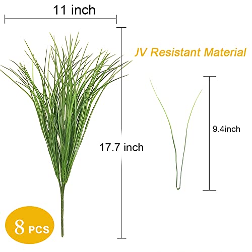 8 Bundles Artificial Grass Plants Fake Bushes Artificial Shrubs Wheat Grass Greenery for House Plastic Outdoor UV Resistant Faux Grass (Pack of 8) - color: Pack of 8