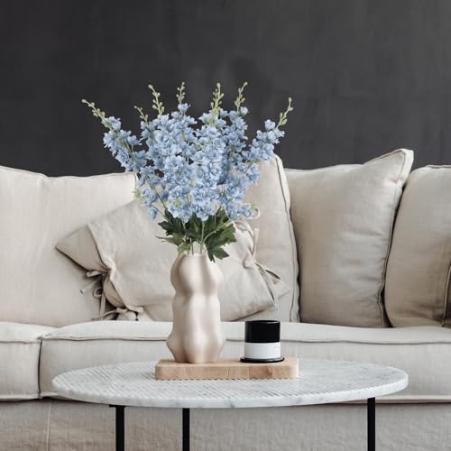 8PCS Dusty Blue Delphinium Artificial Flowers 33.5'' Faux Delphinium Stems Larkspur Silk Flowers for Wedding Table Centerpieces Home Garden Decor(Dusty Blue) - color: Dusty Blue
