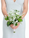 Rinlong Baby's Breath Bridesmaid Bouquet for Wedding, Prom, Homecoming | White Green Silk Bridal Bouquet, Destination Friendly - color: 11-baby's Breath