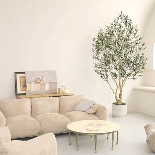 Realead Artificial Olive Tree 9ft - Large Faux Olive Tree with Realistic Leaves and Olives - Full and Grand Design Fake Olive Tree with Sturdy Base for Indoor Home Office Decor - size: 9ft
