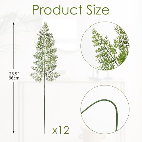 DILATATA 12PCS Artificial Fern Leaves Stems Tropical Faux Fern Foliage Greenery Picks Fake Fern Plants for Vase Wedding Bouquets Home Garden Indoor Outdoor DIY Decor - color: Fern #2