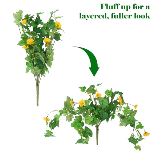 Krissing 3 Pcs Artificial Flowers for Outdoors UV Resistant, Faux Greenery Plants with Daisy Flowers for Outside Planters Garden Porch Window Box Home Decor (Yellow, White) - color: Yellow+white, size: 3