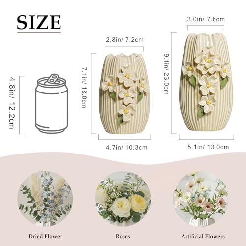 Yellow Ceramic Vase, 9 Inch Modern Centerpiece Vases Home Decor, Decorative Flower Vase for Pampas Grass, Kitchen, Fireplace, Living Room, Bathroom Decor - color: Yellow, size: 9 inch