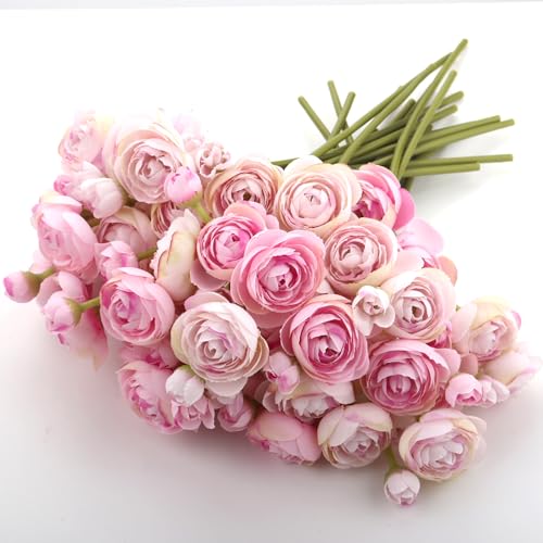 24 Stems Artificial Ranunculus Flowers - 96 Bloom Faux Silk Ranunculus Bouquet for Wedding Decorations, Home Décor, Holiday Arrangements & Large Event Centerpieces (Mixed Purple) - color: Mixed Purple