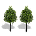 Bdor 22" Artificial Boxwood Topiary Bushes Ball Trees, Outdoor Artificial Plant Set of 2 with Ground Stakes, UV Resistant Simulated Evergreen Fake Boxwood Shrub for Indoor/Outdoor Lawns, Garden Decor - style: Boxwood