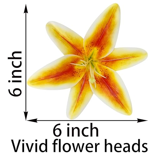 Artificial Orange Lilies Flowers,10Pcs Faux Lily Flower,20''Tiger Lily Branch with 2 Full Blooms, Faux Fake Lilies Plants for Wedding Bouquet Home Party Indoor Floral Arrangements (10, Orange) - color: Orange