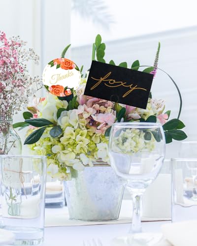 Avsty 30Pcs Floral Card Holder Picks-Wire Place Card Holder for Wedding-Metal Photo Picture Clip Holder-Table Name Number Holder,Memo Note Holder for Flower Arrangement,Wedding,Party(Black, Round) - color: Black, size: Round