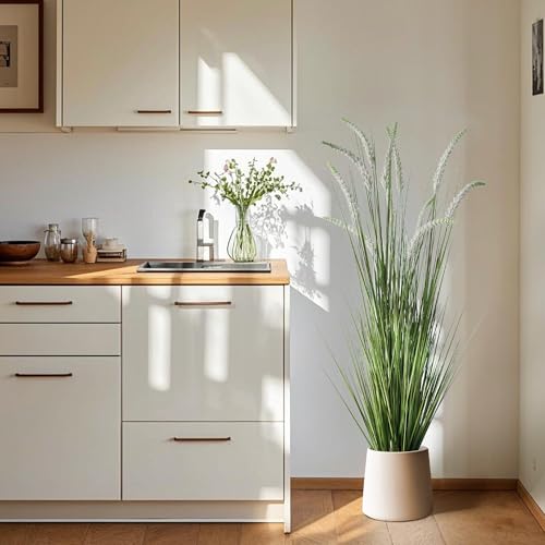 KOL 59in 2-Pack Artificial Veronica Spiked Speedwell Grass Plant, 5ft Faux Veronica Spicata Flower, Tall Fake Horsetail Grasses for Home Office Garden Wedding Decor, Indoor Outdoor, Green - color: White-green, size: 5FT