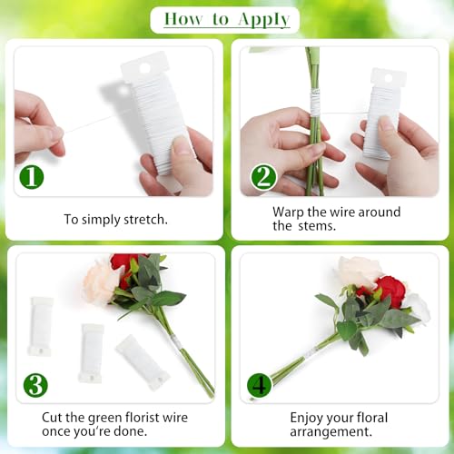 CCINEE 22 Guage White Floral Wire,3 Rolls 115 Yard White Florist Paddle Wires for Flower Arrangment, Christmas Wreath Making Garland Decoration Supply - color: White