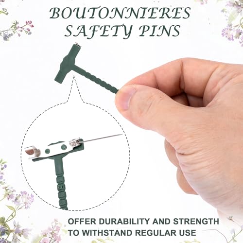 Boutonniere Safety Pins, Plastic Corsage Pins Safety Clips for Bride Groom, Tiny Boutonniere Brooch Supplies - color: Green-20pcs