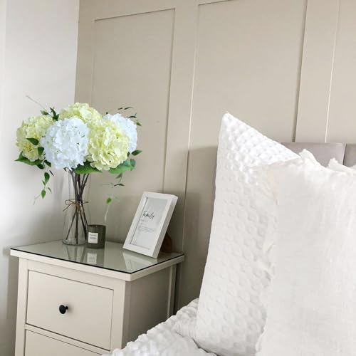 JINWOE Green Hydrangea Artificial Flowers, 5Pcs 20Inch Large Lifelike Faux Silk Flowers, Full Artificial Hydrangeas for Bouquet Table Centerpieces Indoor Spring Outdoor Home - color: Green