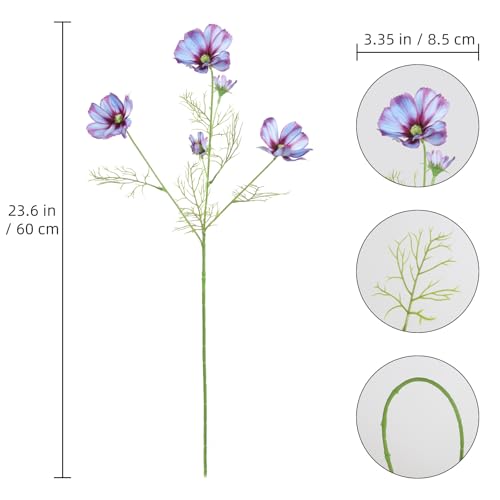 IPOPU 40 Heads Cosmos Flowers Artificial Purple Artificial Daisies 8Pcs Realistic Wildflowers for Home Decor Wedding Party Office Living Room Arrangement - color: Purple