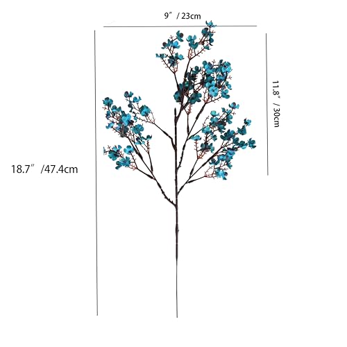 ONLY ART Teal Silk Baby’s Breath Flowers – 6 Bundles, 18.7" Faux Florals with Flexible Stems for New Year and Valentine's Day Elegant Home, Wedding & Event Décor - color: Teal